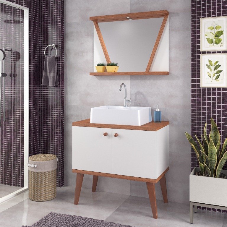 Conjunto de Banheiro Berton Slim 0,80cm Cinamomo/br